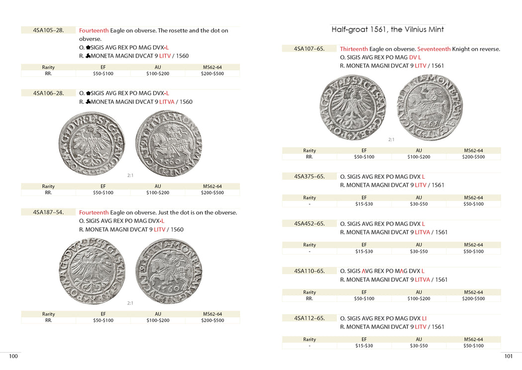 Katalogas "Lithuanian coins of Sigismundus Augustus 1545-1571" - Valstybė - Lietuva, Sostinė - Vilnius, 1918-2018, Lietuvai 100 metų